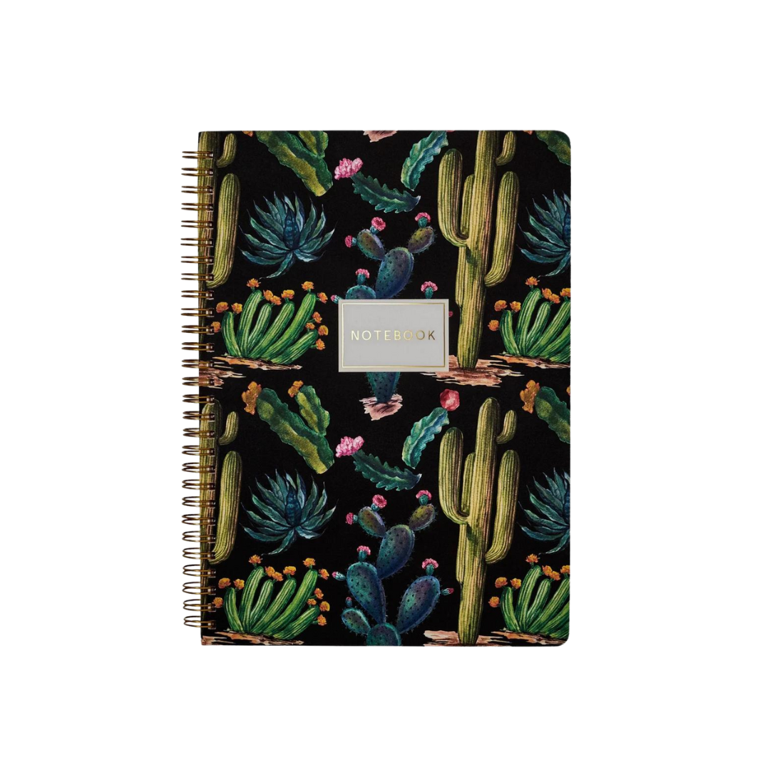 Spiral Notebook Cactus on black