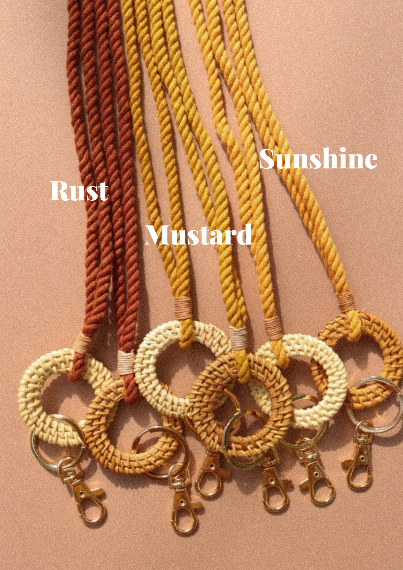Rattan Keychain Lanyards - Macrame Lanyard - Boho Lanyard