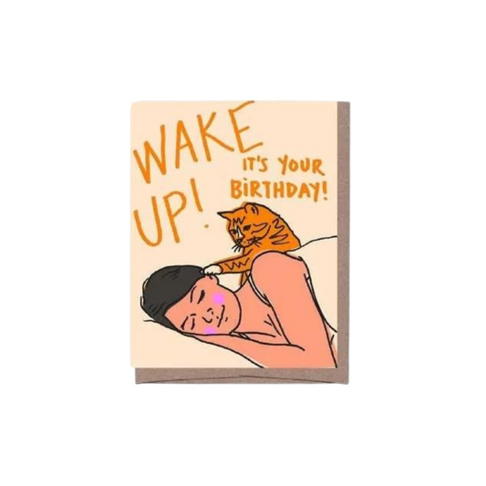 Wake Up Cat Birthday Card